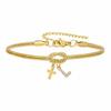 Double Knot Round Snake Bone Bracelet with Diamond 26 Letters Cross Pendant Charm Jewelry