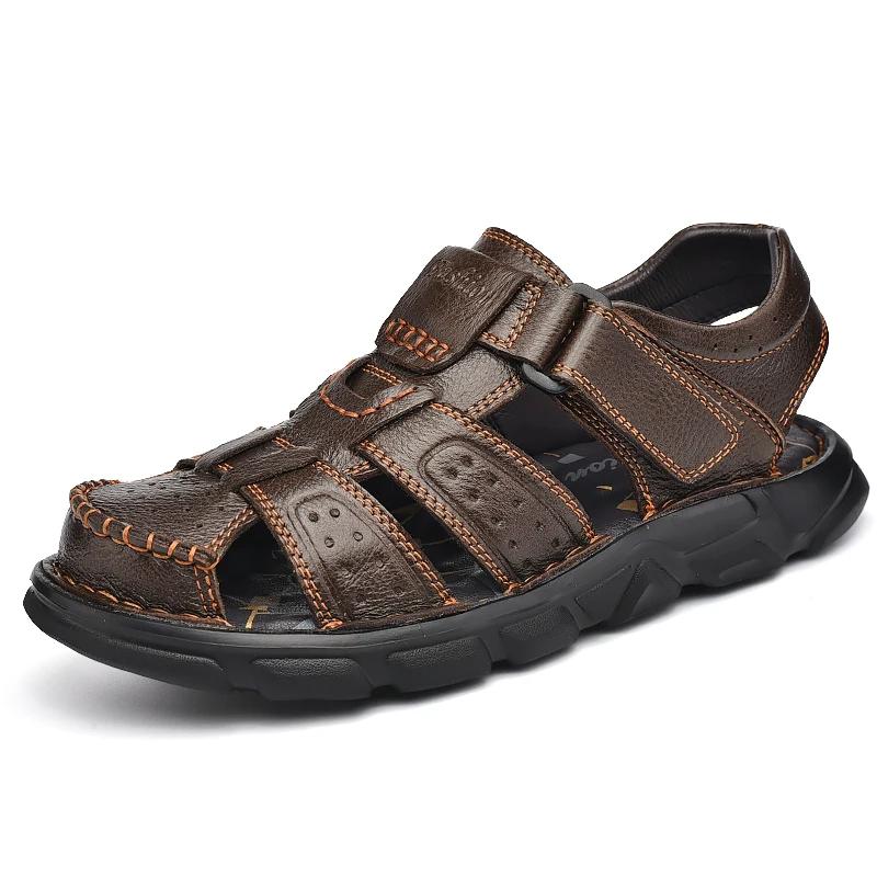 Fashion Genuine Leather Casual Shoes for Men High Quality Classic Sandals Summer Outdoor Walking Men Sneakers Breathable Sandals