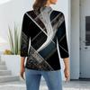 Women's Fashion Casual Lapel Short 3/4 Sleeve Print Shirt Women's Button Up Tops