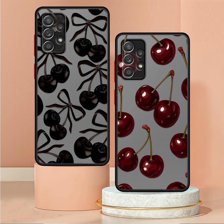 Stylish Cherry Pattern Case for Samsung Galaxy A14 A23 A17 A52 A73 A33 A35 A52S A72 A34 A36 A56 A55 A53 A16 A15 A54 Phone Cover
