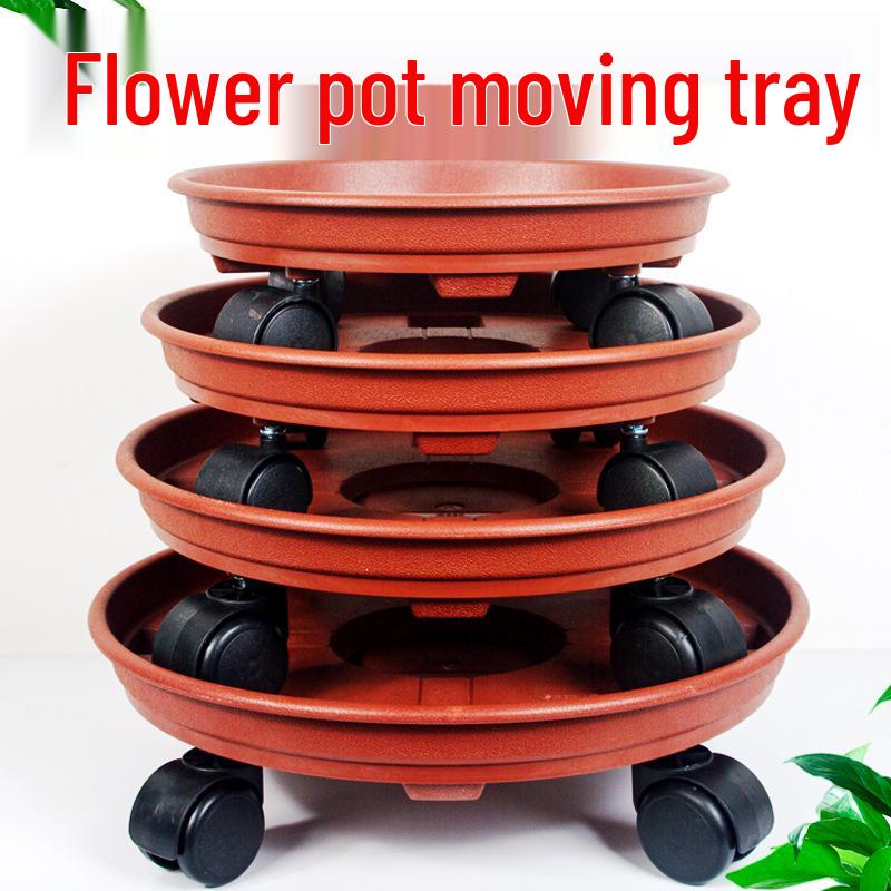 Rolling Plant Tray with Thickened Base: Durable Plastic Mobile Chassis for Large Pots with Universal Wheels