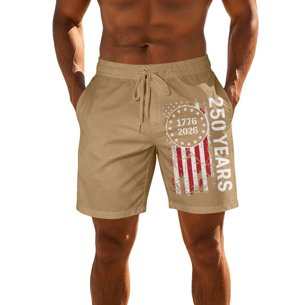 Men's Casual Printed Athletic Shorts with Elastic Waistband and Drawstring for Outdoor Sports and Leisure Wear Suitable for Daily Use