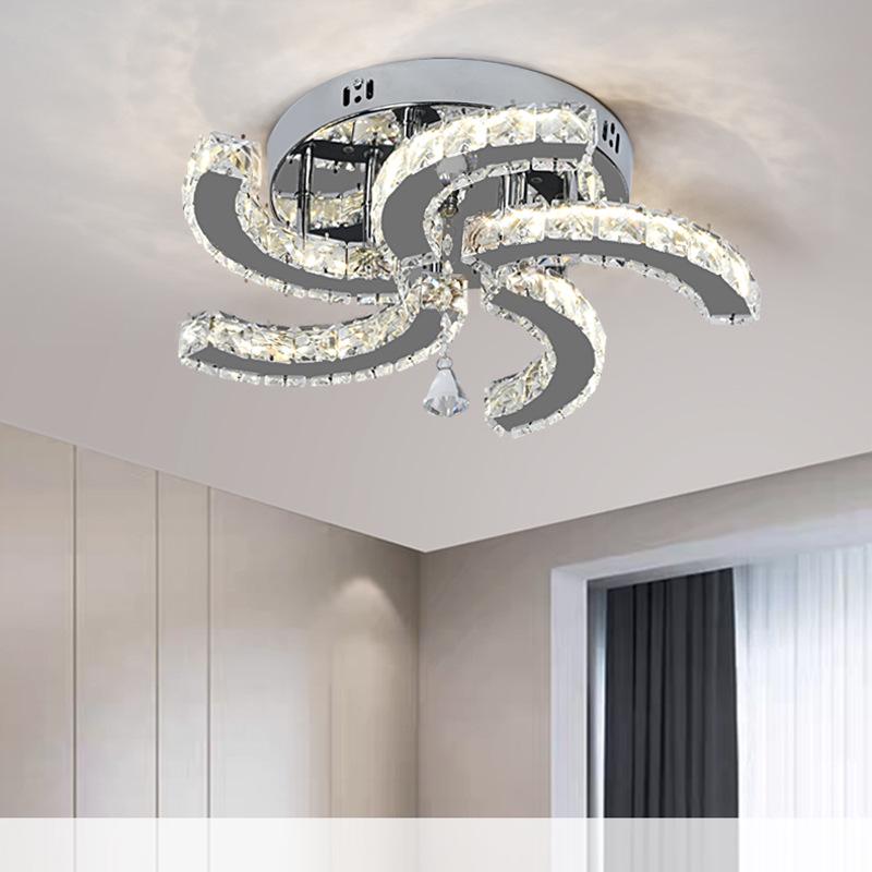 Modern Round LED Crystal Ceiling Light for Living Room or Hallway