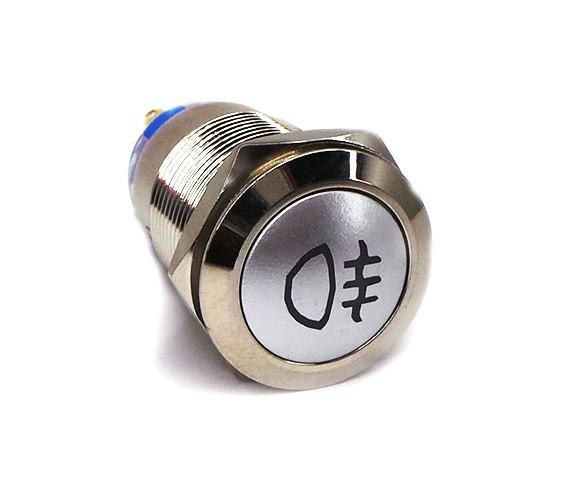 Włącznik świateł przeciwmgielnych LED 16mm chrom chwilowy + gniazdo Off-Road