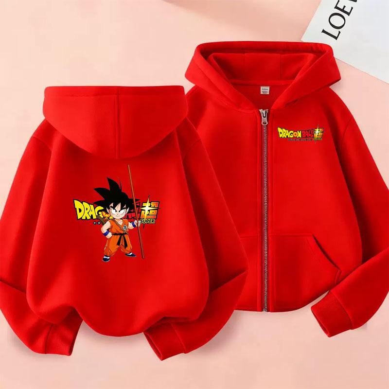 Kind 3-12 Jahre Dragon Ball Wukong Jacke Kinder Kapuzenpullover Mädchen Junge Reißverschluss Oberteile Sweatshirt Freizeit Herbst Dragon Ball Kleidung