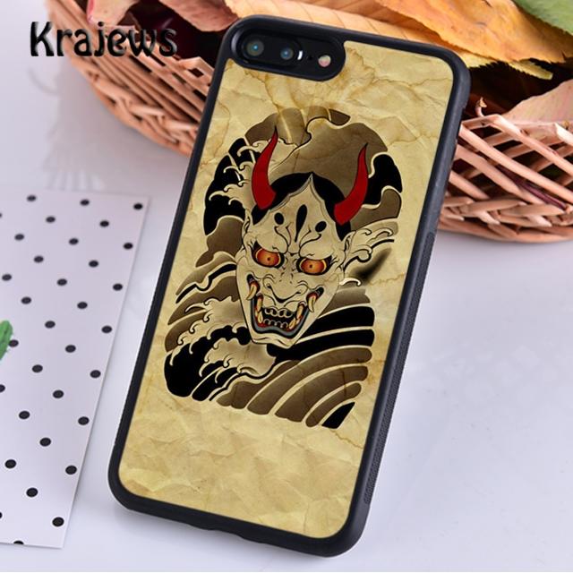 Krajews Japanese Oni Hannya Demon Mask Phone Case Cover For iPhone 17 Air 16 15 14 Plus 11 12 13 Pro Max Fundas