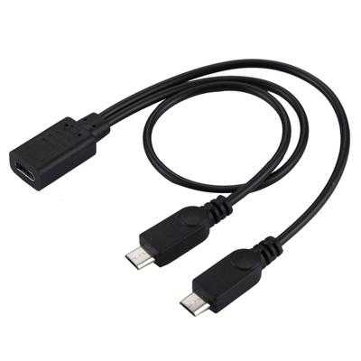 USB-C / Type-C Female To 2 X Micro USB Male Adapter Y Cable, Total Length: About 30cm