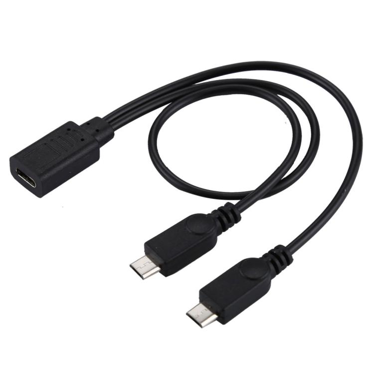 

Адаптерный Y-кабель USB-C / Type-C (мама) на 2 x Micro USB (папа), Общая длина: около 30см