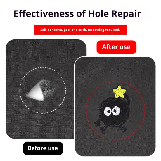 baizihuahu 6 Pcs Cartoon Embroidered Patches, Iron on Sew Decorative Appliques, Cute Black Ball Patches for Clothes Bags Hats Repairing Holes