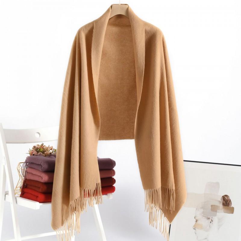 Extra Long 100% Wool Scarf Shawl Women Men Winter Warm Thick Pure Color Wrap Blanket Style