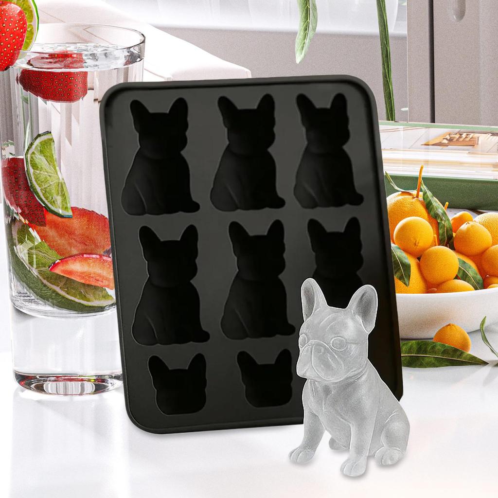 Ice Mold 3d French Bulldog Ice Mold Silicone Easy-Release Leak-Proof Reusable Press Maker Beer For Whiskey Wine Bartending Home