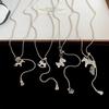 Fashion Simple Pulling Pony Pendant Necklace Versatile Metal Sweater Chain Pendant Necklace Jewelry Accessories Gifts