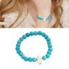 8MM Round Gemstones Bracelet With Turquoise Accent And Elephant Charm Perfect For Adding A Natural Touch To Outfits