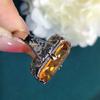New Arrival Affordable Luxury Fashion Graceful European and American Style Citrine Bring In Wealth and Treasure Cut Out Carved Ring for Women