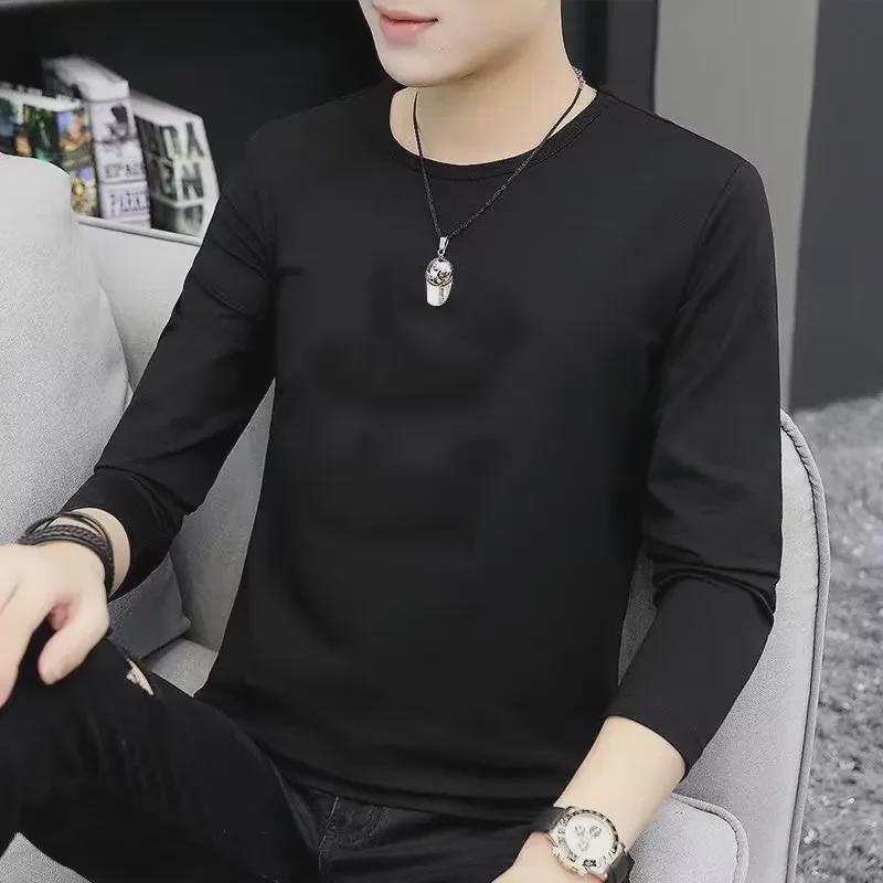 Men's Casual Solid Color Long Sleeve T-Shirt - Autumn and Spring Fashion