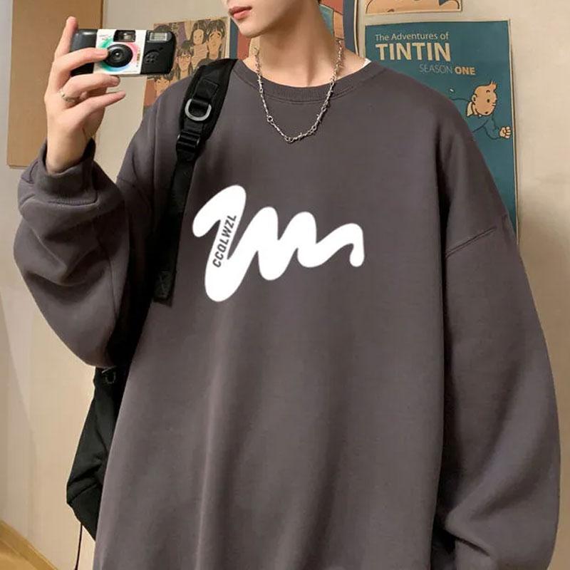 Pure Cotton Sweatshirt Men's 2025 Autumn  Winter Velvet New Trendy Brand Men's Pullover Jacket