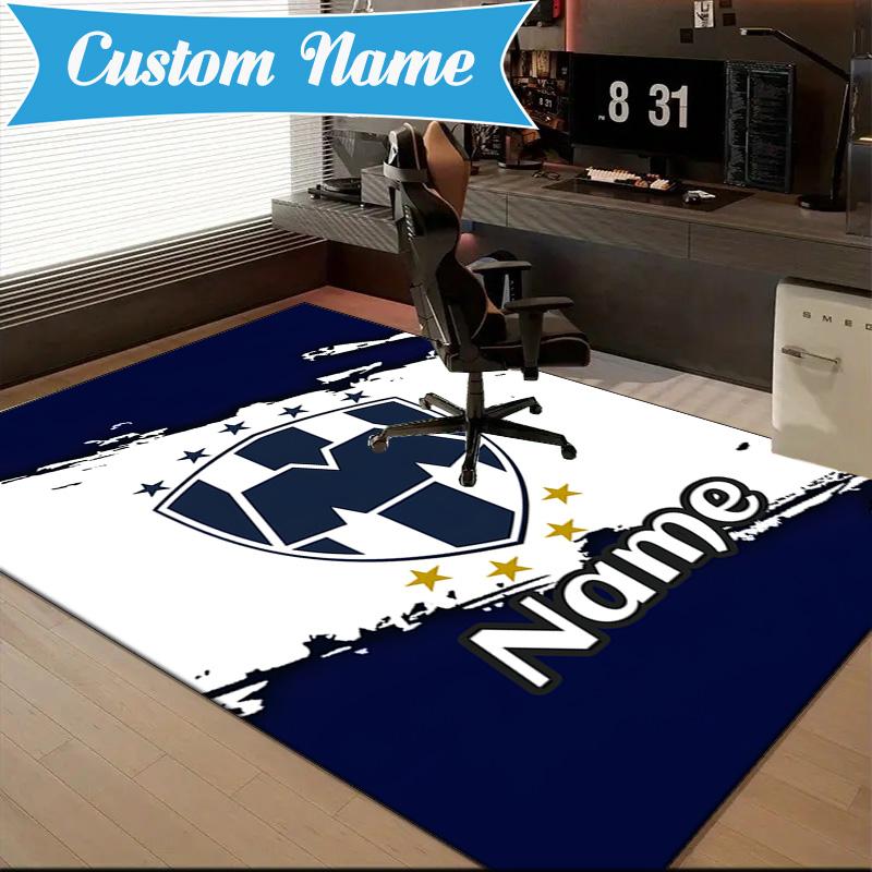 Custom Name Galactic Monterrey Crest Rug Game Carpet, Floor Mat for Bedroom Living Room Entryway Rug, Home Decor Idea Gift for Christmas birthday