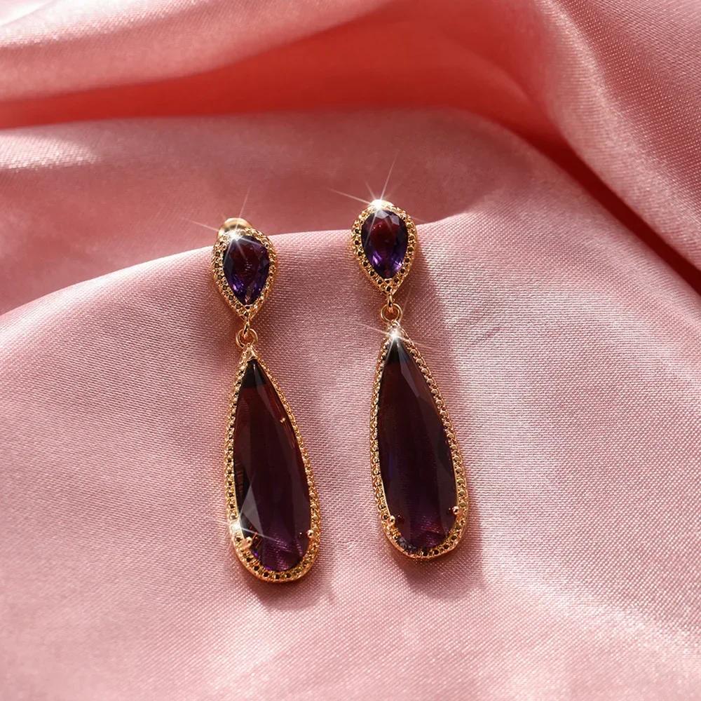 Luxury Square Green Cubic Zirconia Crystal Pendant Earrings Exquisite Fashionable  Women'S Wedding Jewelry