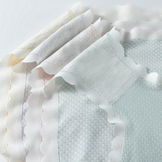 4 Pcs Women's Cotton Underwear Seamless Mid-Waist Briefs No Show Full Coverage Stretch Panties Wave Edge Female Underpants