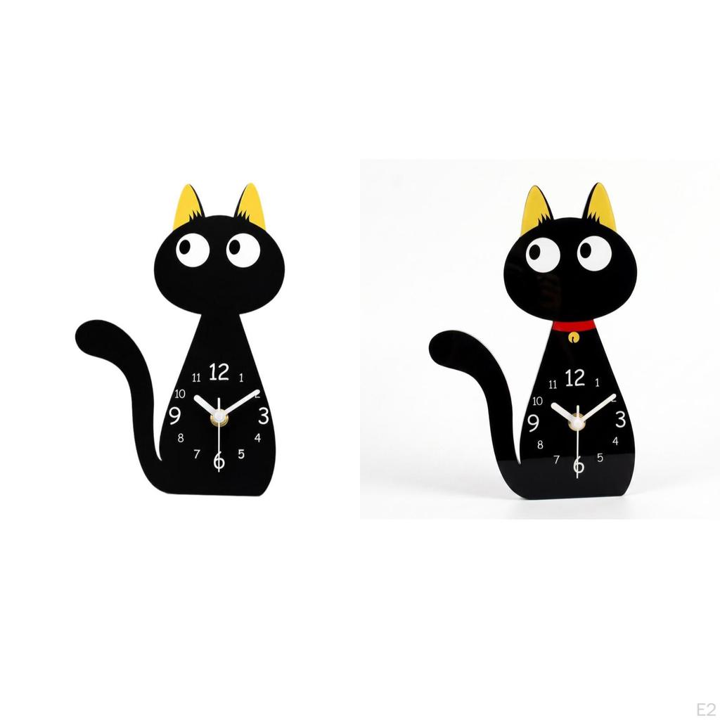 Cat Motif Table Clock, Unique, Compact, Silent, for Bedroom, Office Or Living Room.