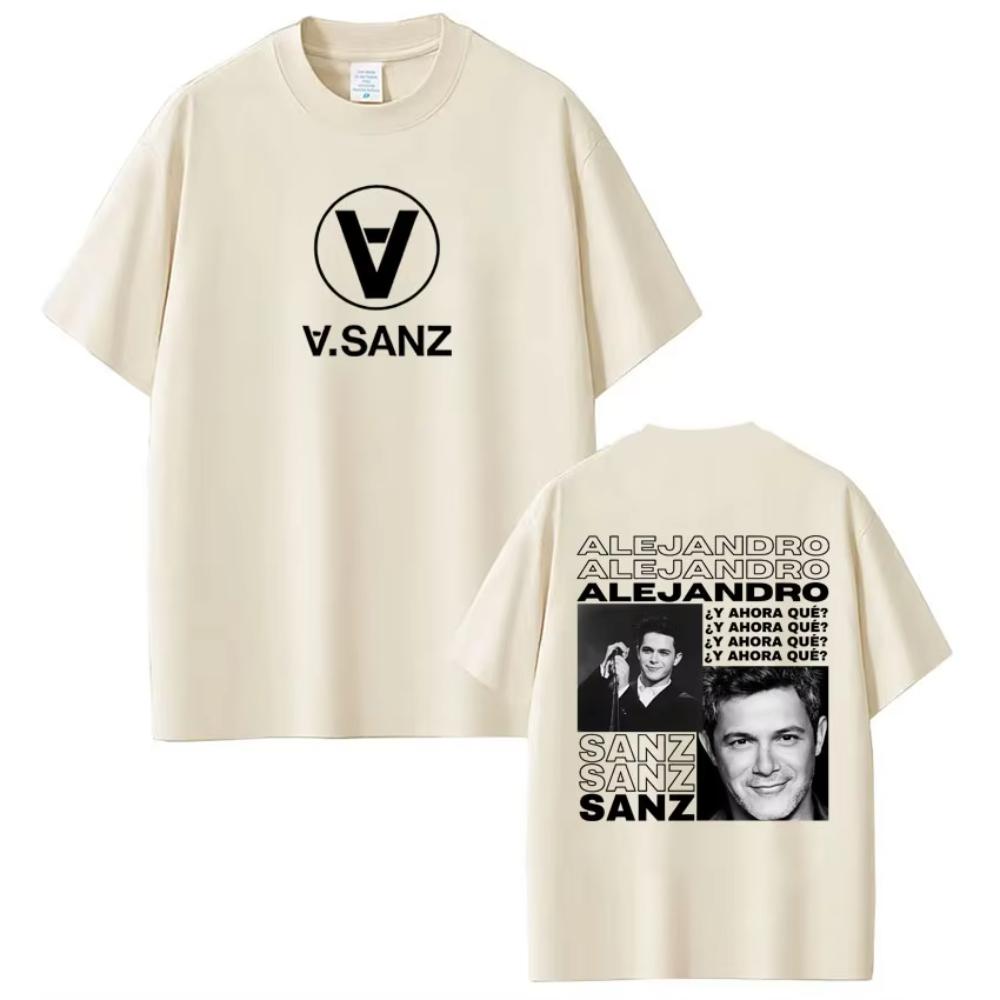 

Singer Alejandro Sanz Album Tour 2026 Printed T-shirts Men Women Hip-hop Tee Short Sleeve Vintage Fashion Cotton Casual T-shirts S разноцветный