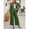 Fashion Fall Lapels Single Breasted Solid Color Loose Long Sleeves Cardigan Shirt Elastic Waist Pants Casual Two-Piece Suit