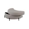 Chenille-Covered Half-Moon Storage Stool with Tray, Padded Seat, Dressing & Shoe Stool and Footrest for Living Room, Entryway & Hallway, Beige