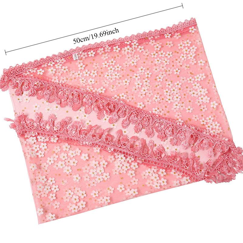 Women Triangle Scarf for Church Prayer Shawl Embroidered Lace Veil Floral Headcovering Tassel Veils Mantillas for the Church's