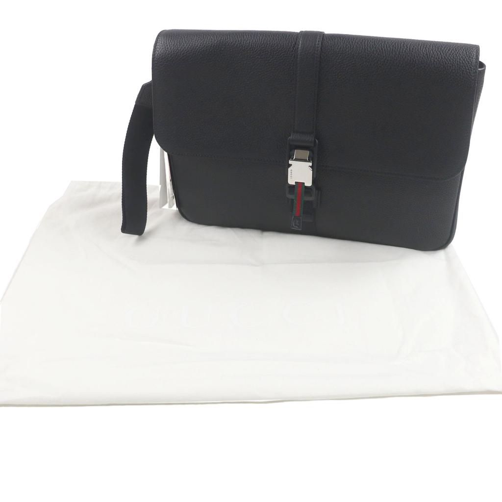 Gucci Clutch Bag Flap-type Business Case Black Leather Mens 816755 Used