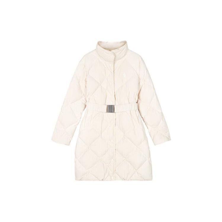 Skechers Yaza Series Solid Color Zipper Stand Collar Woven Warm Coat Down Jacket Women outerwear Light-Apricot L423W146-00NB M