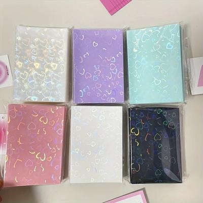 Colored Sleeves Laser Heart Pattern Card Photocard Sleeves  for Student Cards Protection