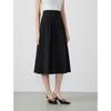 LANCY Hepburn Style Black A-Line Midi Skirt