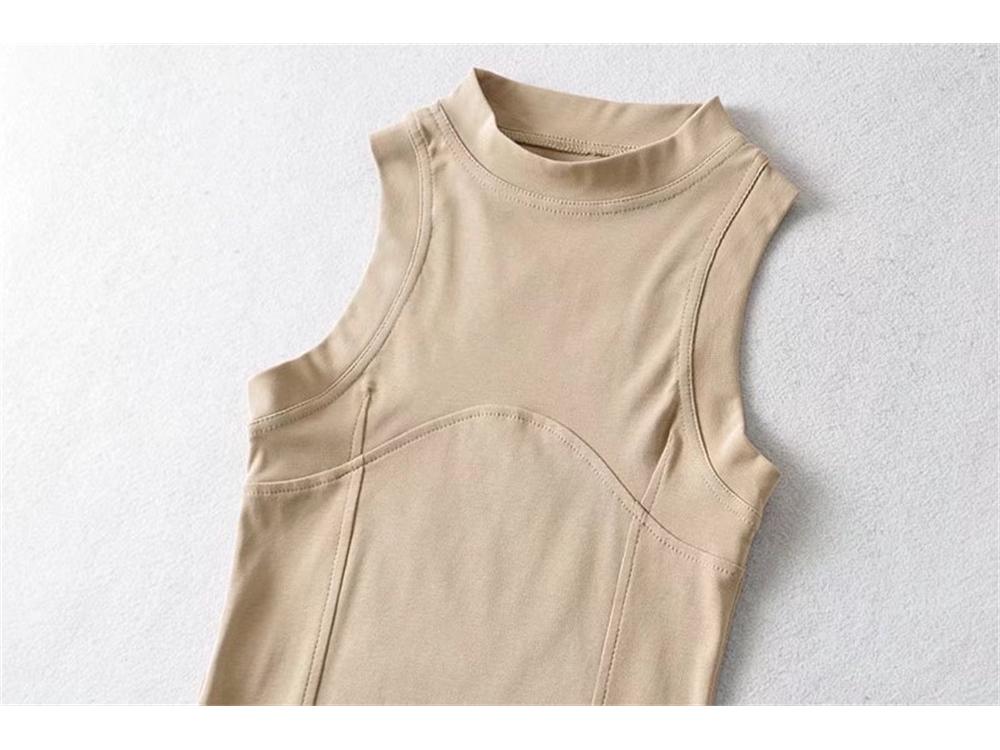 YPFF Trendy Sleeveless Women's Crop Top: Hot Girl European & American Style, Slim Fit, Solid Color, Front Spliced Design