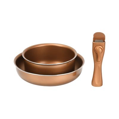VISIONS Frying IH Oven Gold Removable Handle Pan, 3-piece Set, Compatible, Compatible, Coating, CP-8724