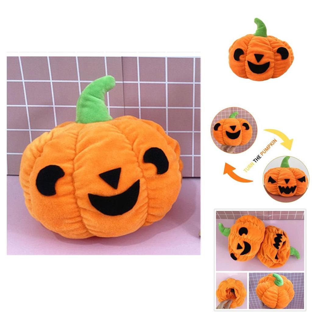 Adorable Reversible Pumpkin Plush Toy Perfect Halloween Gift Customizable Doll