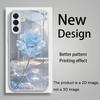 Blue Ice Rose Metallic Glass Phone Case Suitable for Samsung Galaxy S26 S25 S24 S22 S21 S20 FE/Ultra/Plus Anti Drop Rear Cover