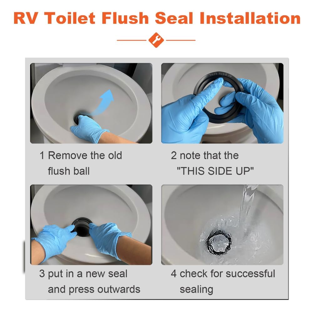 RV Toilet Seal, Flush Ball Seal Gasket Replacement 385311658 for Dometic 300/310/320, High-Grade Rubber, Toilet Seal Parts Solve The Leakage Problem,
