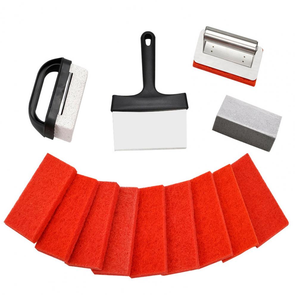 Grill-Schrubbset Professionelles BBQ-Grillplatten-Set 26-teilig Flachgrill-Reinigungswerkzeuge Hochleistungs-Scheuerschwämme für BBQ