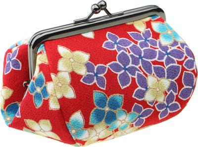 Watona Chirimen Kosmetiktasche, breit, 10-12cm (Mini 3,5 Sonne) (38, Hortensie, Rot)