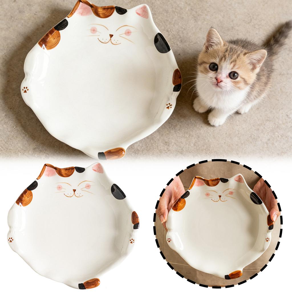 Cat Shape Ceramic Dessert Plate Japanese-style Dish Plate Cute Dessert Party Plate Home Desktop Snack Fruit Dessert Plates