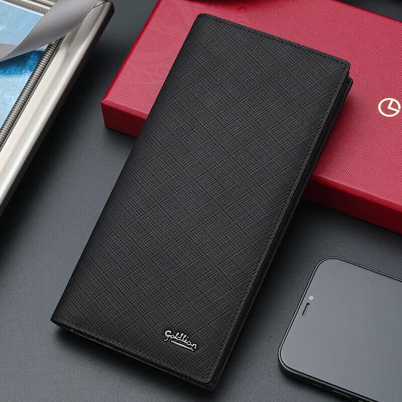 Мужской тисненый длинный кожаный кошелек Goldlion