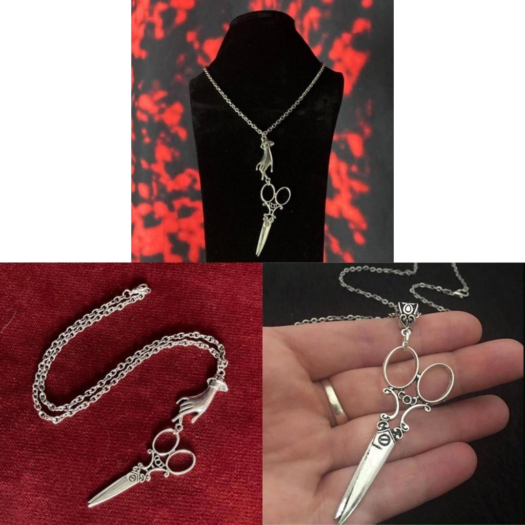 Gothic Retro Silver Large Scissors Pendant Necklace For Women Jewelry Gift