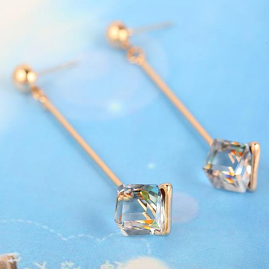 1 Pair Women Fashion Long Dangle Rhinestone  Earrings Eardrops Jewelry for Wedding