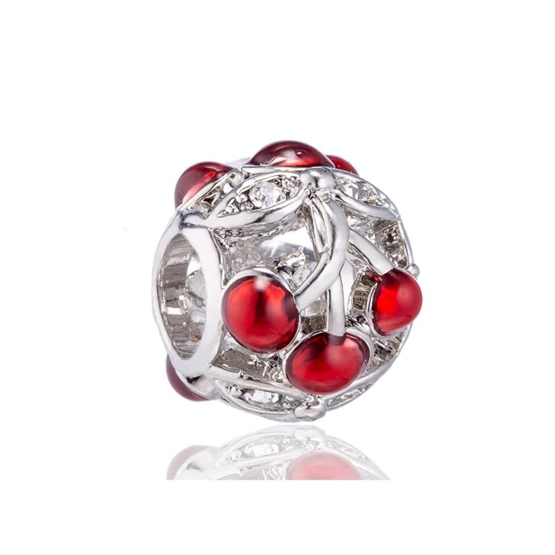 Maxi Red Color Jewelry Tree Pine Cone Lock Music Flowers Enamel Beads Fit Fashion Charms Bracelets For Women Diy Femme Perles