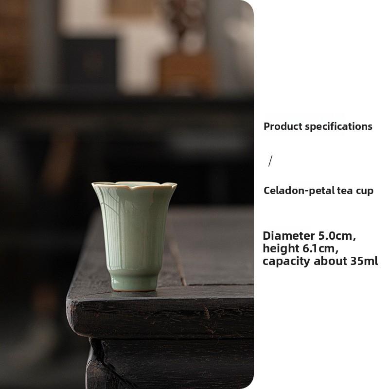 Retro celadon teacup Kung Fu tea set creative pure handmade home small smelling cup drinking tea master cup tasting tea cup