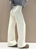 Coffee-Colored Wool-Blend Wide-Leg Velvet Pants for Women - 2025 Autumn/Winter Collection.