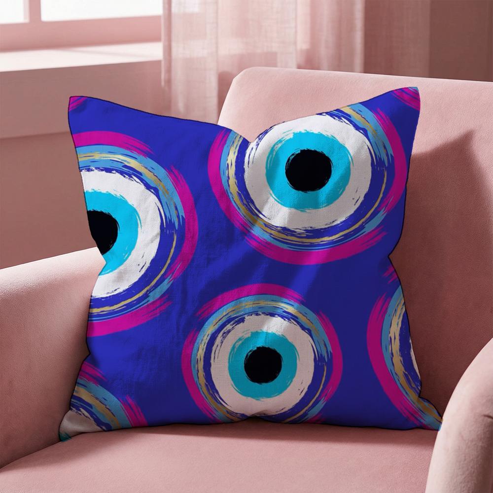 Evil Eye Symbol Art Cushion Cover Multi-Scene Pillow Cover for Home & Car - Reversible, Soft & Durable for Daily Use