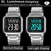Skmei Digital Watches for Mens 30m Waterproof Back Light LED Chronograph Luxury Stainless Band Strap Date Week Display Dual Time