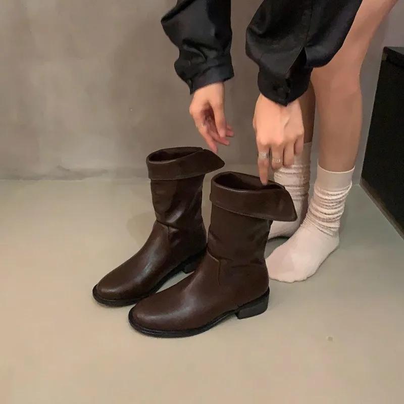 Hot Sales  Boots for Women 2024 Fall New Patchwork Vintage  Boots for Women Slim Boots Platform Heels  Women