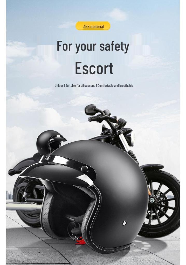 Retro Unisex Motorcycle Half Helmet - Stylish and Electric Vehicle Compatible
